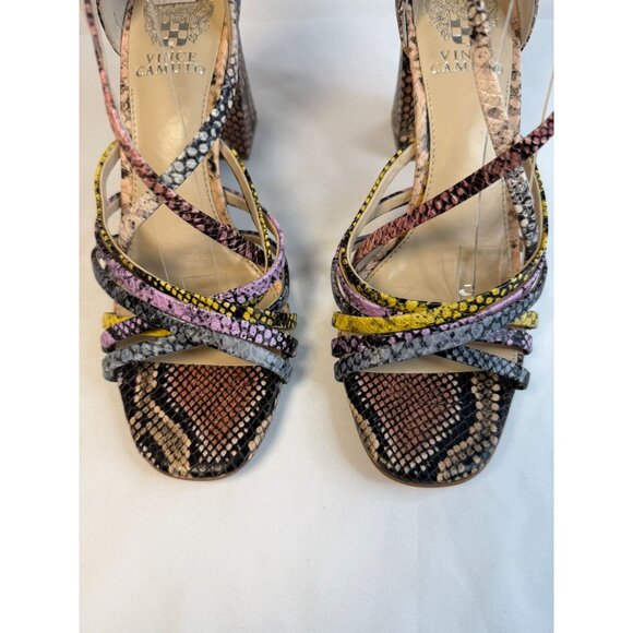 Vince Camuto Winivey Sandal Women Size 7.5 Multicolor Snake Print Chunky Heel - Picture 4 of 12